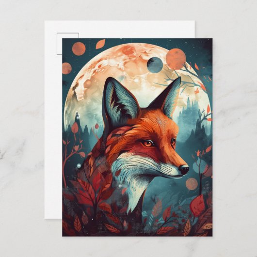 Fox Abstract Surreal Modern Boho Fantasy Art Briefkaart (Voorkant / Achterkant)