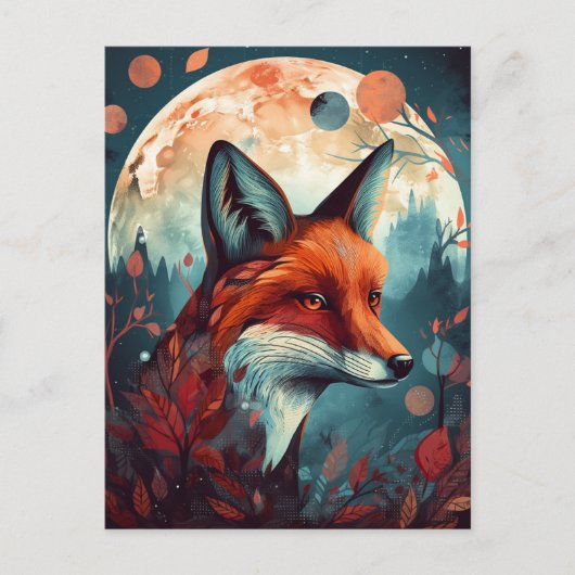 Fox Abstract Surreal Modern Boho Fantasy Art Briefkaart (Voorkant)