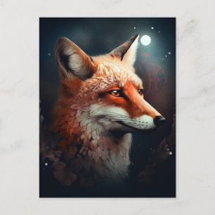 Fox Abstract Surreal Modern Boho Fantasy Art Briefkaart