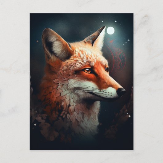 Fox Abstract Surreal Modern Boho Fantasy Art Briefkaart (Voorkant)