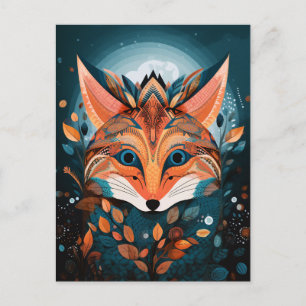 Fox Abstract Surreal Modern Boho Fantasy Art Briefkaart