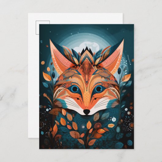 Fox Abstract Surreal Modern Boho Fantasy Art Briefkaart (Voorkant / Achterkant)