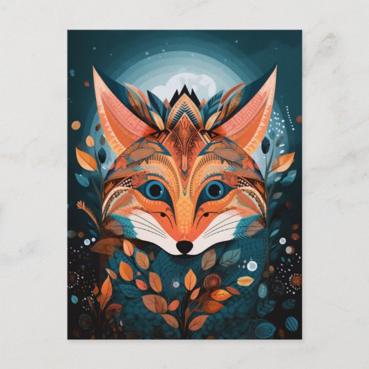Fox Abstract Surreal Modern Boho Fantasy Art Briefkaart (Voorkant)