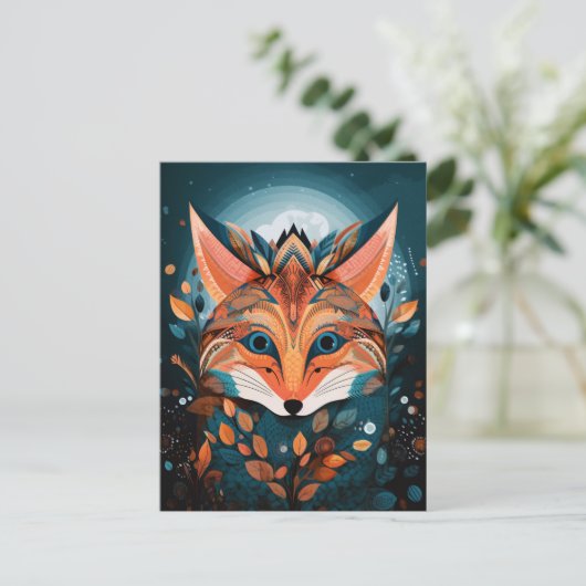 Fox Abstract Surreal Modern Boho Fantasy Art Briefkaart (Staand voorkant)