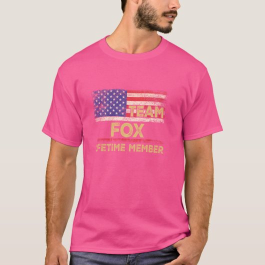Fox Achternaam Shirt Team Fox Lifetime Member (Voorkant)