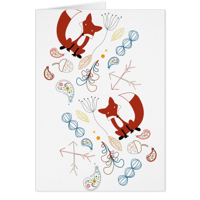 Fox Acorn Floral en Fern Woodland Patroon (Voorkant)