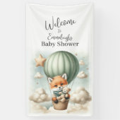 Fox Adventure Balloon Baby Shower Vertical Welcome Spandoek (Verticaal)