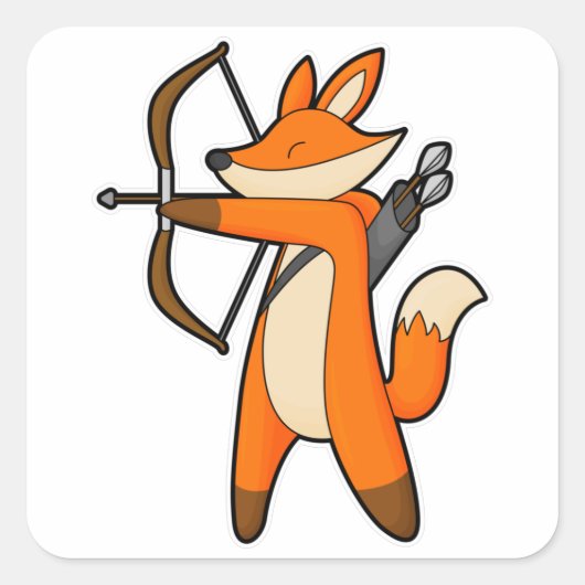 Fox als Archer met Pijl en Bow Vierkante Sticker (Voorkant)