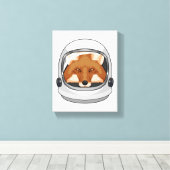 Fox als astronaut met Helmet Canvas Afdruk (Insitu (Houten vloer))