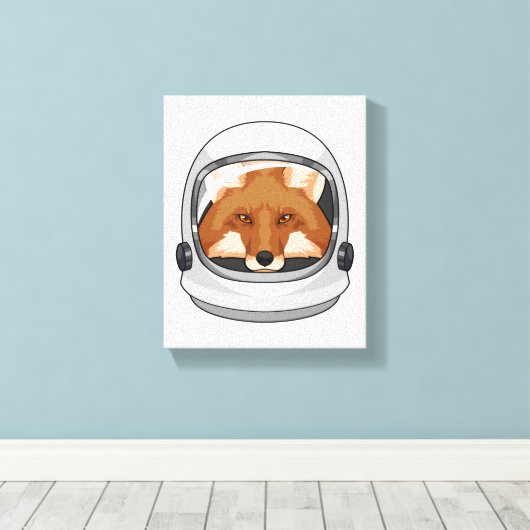 Fox als astronaut met Helmet Canvas Afdruk (Insitu (Houten vloer))