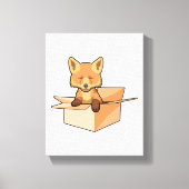 Fox als Baby in doos Canvas Afdruk (Voorkant)