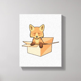 Fox als Baby in doos Canvas Afdruk
