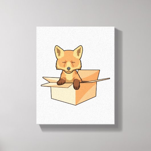 Fox als Baby in doos Canvas Afdruk (Voorkant)