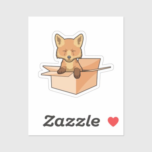 Fox als Baby in doos Sticker (Vel)