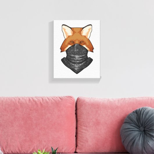 Fox als Bandit met Kerchief Canvas Afdruk (Insitu (Woonkamer))