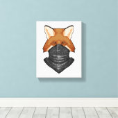 Fox als Bandit met Kerchief Canvas Afdruk (Insitu (Houten vloer))