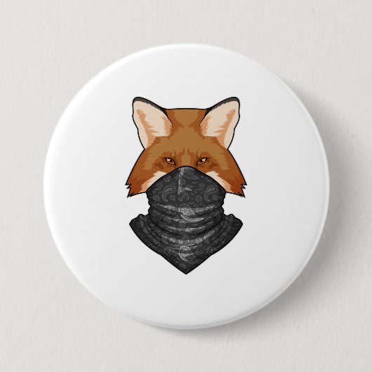 Fox als Bandit met Kerchief Ronde Button 7,6 Cm (Voorkant)