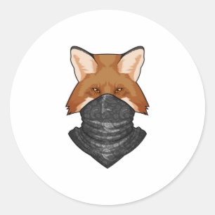 Fox als Bandit met Kerchief Ronde Sticker