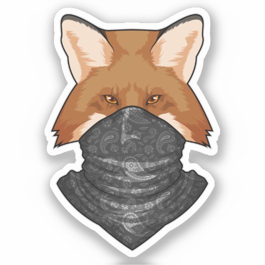 Fox als Bandit met Kerchief Sticker (Voorkant)