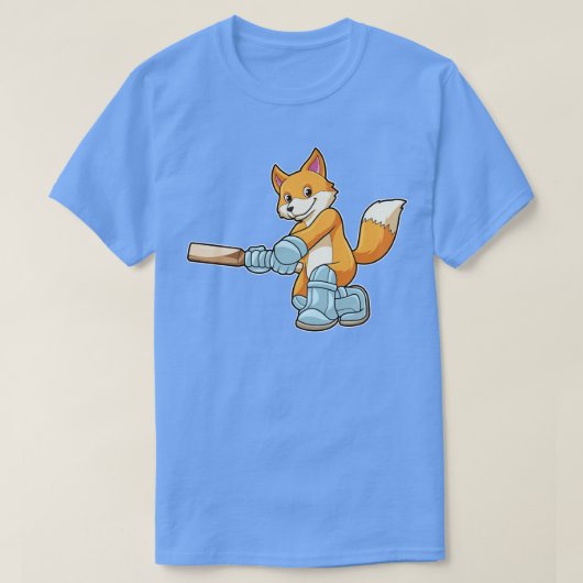 Fox als Batsman met cricket bat 2 T-shirt (Design voorkant)