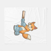 Fox als Batsman met cricket bat Fleece Deken (Voorkant (Horizontaal))