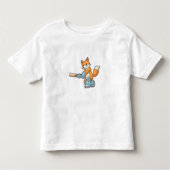 Fox als Batsman met cricket bat Kinder Shirts (Voorkant)