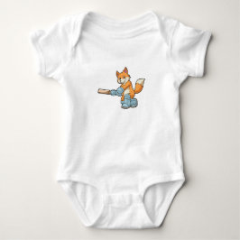 Fox als Batsman met cricket bat Romper