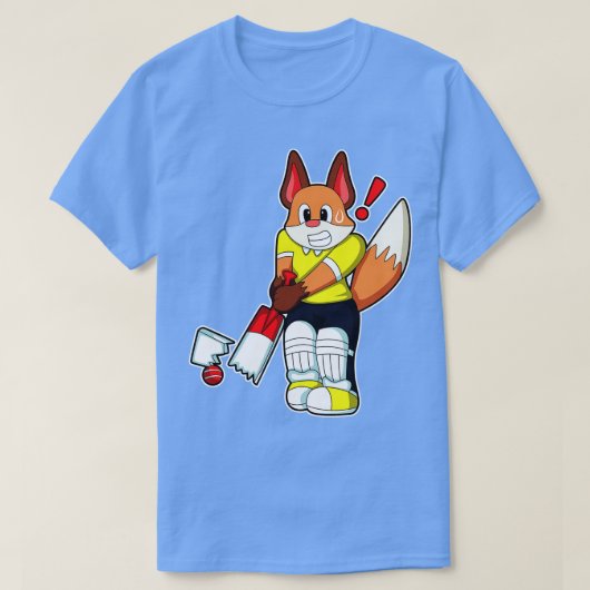 Fox als Batsman met cricket bat T-shirt (Design voorkant)