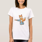 Fox als Batsman met cricket bat T-shirt (Voorkant)