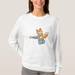 Fox als Batsman met cricket bat T-shirt