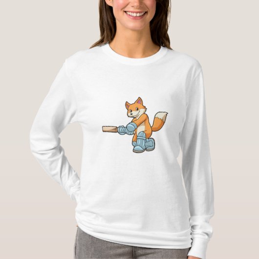 Fox als Batsman met cricket bat T-shirt (Voorkant)