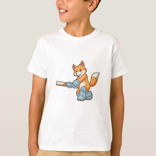 Fox als Batsman met cricket bat T-shirt (Voorkant)
