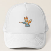 Fox als Batsman met cricket bat Trucker Pet (Voorkant)
