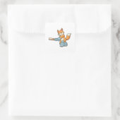 Fox als Batsman met cricket bat Vierkante Sticker (Tas)