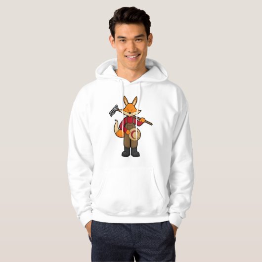 Fox als boer met rake en Pet Hoodie (Voorkant volledig)
