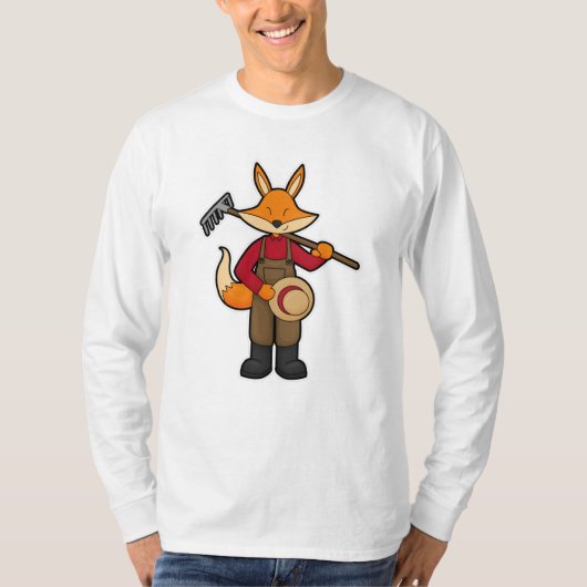 Fox als boer met rake en Pet T-shirt (Voorkant)