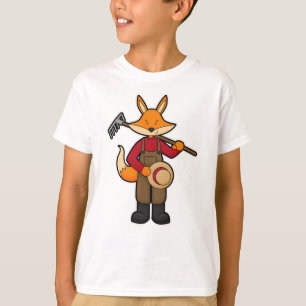 Fox als boer met rake en Pet T-shirt