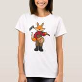 Fox als boer met rake en Pet T-shirt (Voorkant)