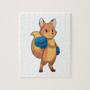Fox als Boxer met Boxing-handschoenen Legpuzzel