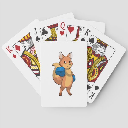 Fox als Boxer met Boxing-handschoenen Pokerkaarten (Achterkant)
