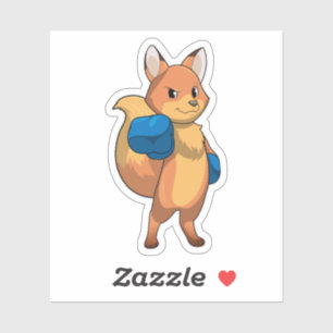 Fox als Boxer met Boxing-handschoenen Sticker