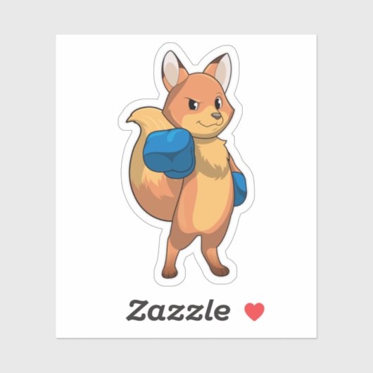 Fox als Boxer met Boxing-handschoenen Sticker (Vel)