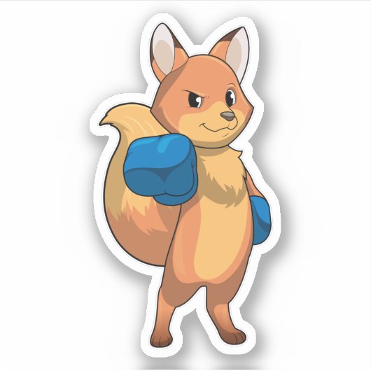 Fox als Boxer met Boxing-handschoenen Sticker (Voorkant)