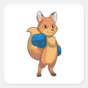 Fox als Boxer met Boxing-handschoenen Vierkante Sticker