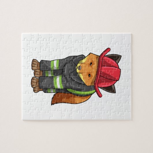 Fox als brandweerman met Helmet Legpuzzel (Horizontaal)