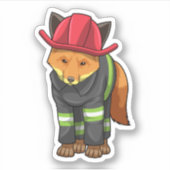 Fox als brandweerman met Helmet Sticker (Voorkant)
