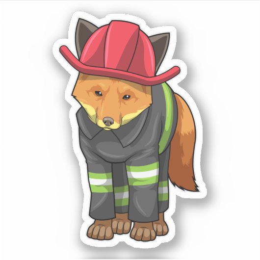 Fox als brandweerman met Helmet Sticker (Voorkant)