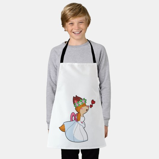 Fox als Bride met bruiloft-jurk en bloem-worstel Schort (Gedragen)