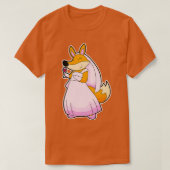 Fox als bride met glas rode wijn t-shirt (Design voorkant)