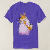 Fox als bride met glas rode wijn t-shirt (Design voorkant)
